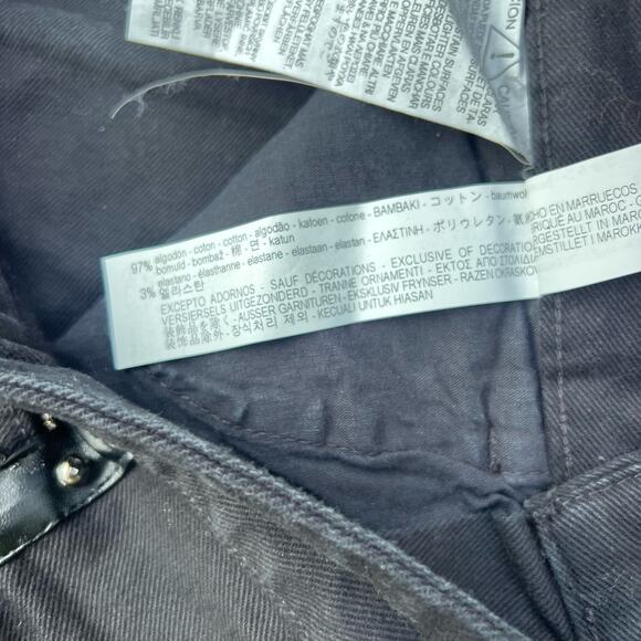 Zara Man Black Skinny Jeans Bling Stud Rhinestone Fringe US Size 31 - Picture 5 of 6